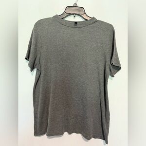 Eileen Fisher Womens Shirt Ribbed Gray Short Sleeve Size Medium Stretchy